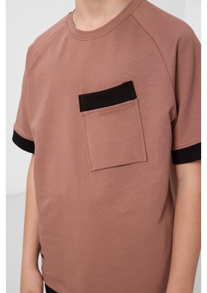 Tarçın Pamuklu Yumuşak Dokulu Oversize Cep Detaylı Erkek Çocuk T-Shirt - 11295 fırsatları