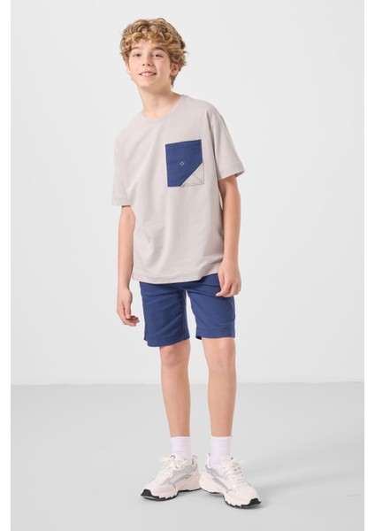 Taş-Parlament Pamuklu Oversize Fit Dokuma Hafif Esnek Chino Erkek Çocuk Şort Takım - 11278 modelleri