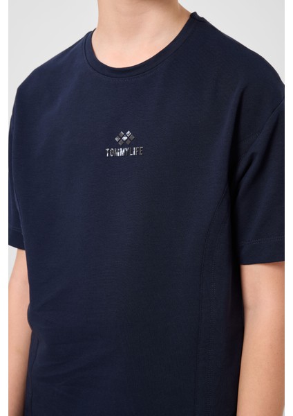 Lacivert-Kot Lacivert Pamuklu Oversize Fit Dokuma Hafif Esnek Chino Erkek Çocuk Şort Takım - 11276 indirimleri