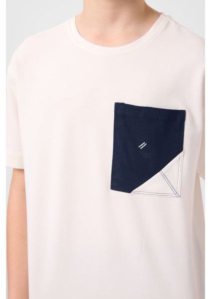 Ekru-Lacivert Pamuklu Oversize Fit Dokuma Hafif Esnek Chino Erkek Çocuk Şort Takım - 11278 fırsatları