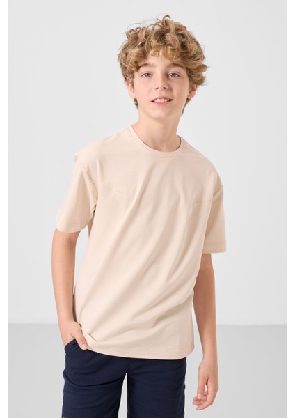 Bej-Lacivert Pamuklu Oversize Fit Dokuma Hafif Esnek Chino Erkek Çocuk Şort Takım - 11277 modelleri