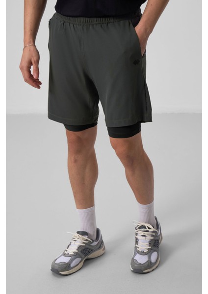 Haki İnce Yumuşak Standart Fit Erkek Taytlı Şort - 81287 modelleri