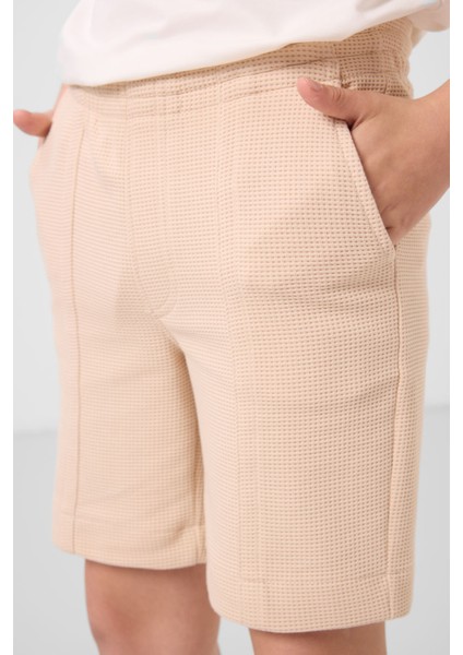 Bej Pamuklu Yumuşak Dokulu Standart Fit Basic Erkek Çocuk Şort - 11289 fırsatları