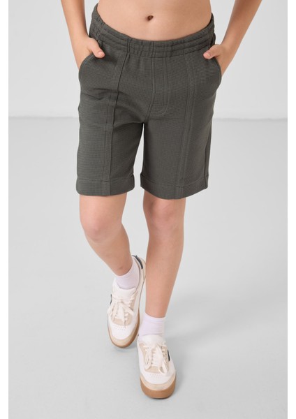 Haki Pamuklu Yumuşak Dokulu Standart Fit Basic Erkek Çocuk Şort - 11289 modelleri
