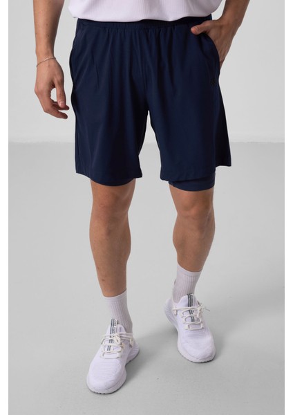 Indigo Polyester Ince Yumuşak Standart Fit Erkek Taytlı Şort - 81287 fiyatları