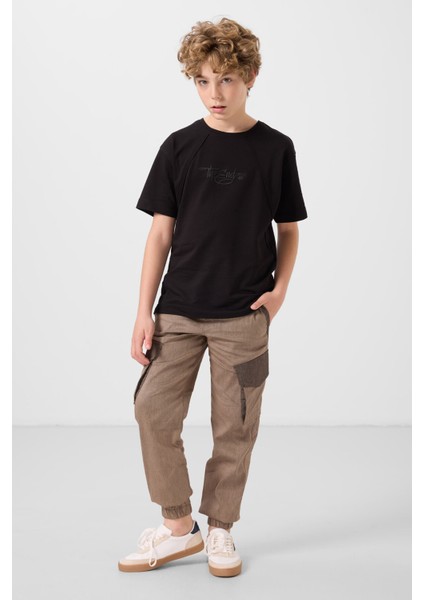 Camel Standart Fit Dokuma Hafif Esnek Chino Erkek Çocuk Pantolon - 11271