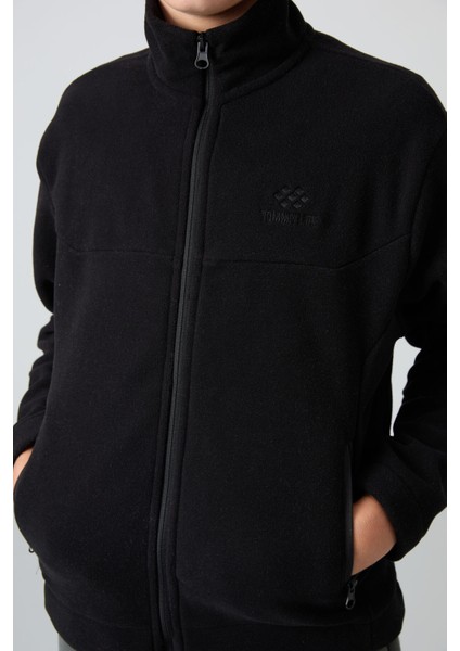 Siyah Kalın Yumuşak Dokulu Standart Fit Nakışlı Polar Erkek Çocuk Sweatshirt - 11223 fiyatları