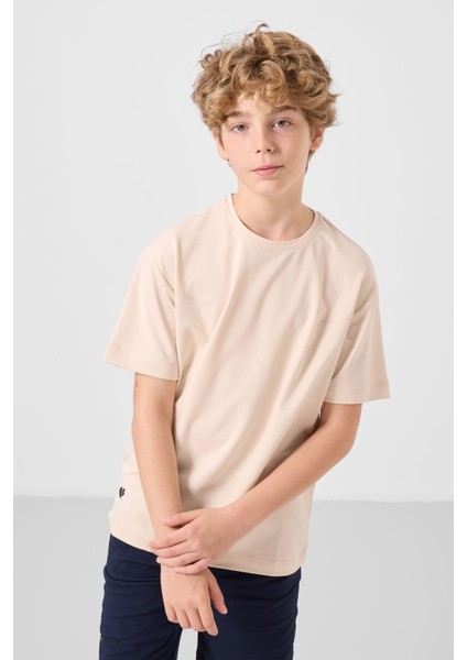 Bej-Lacivert Pamuklu Oversize Fit Dokuma Hafif Esnek Chino Erkek Çocuk Şort Takım - 11277 indirimleri