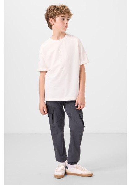 Gri Standart Fit Dokuma Hafif Esnek Chino Erkek Çocuk Pantolon - 11271