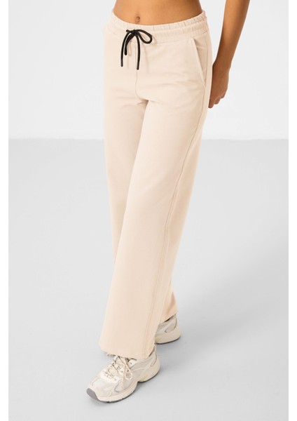 Ekru Dik Yaka Fermuarlı Pamuklu Kadın Eşofman Tunik Takım - 95346 fiyatları