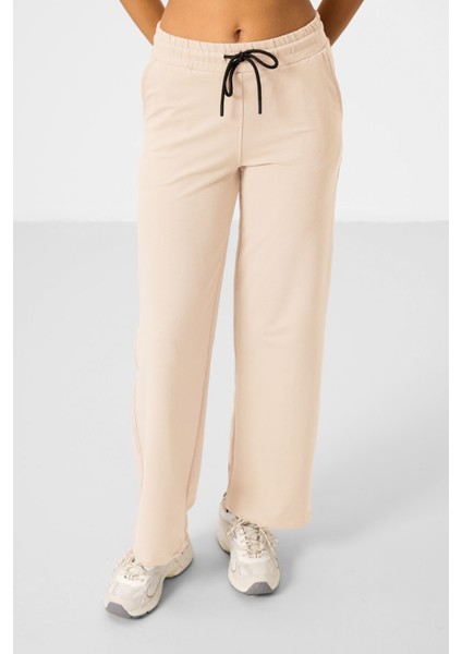 Ekru Dik Yaka Fermuarlı Pamuklu Kadın Eşofman Tunik Takım - 95346 indirimleri