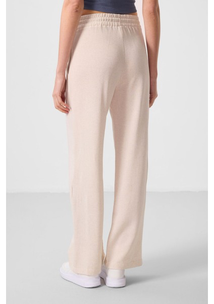 Bej Keten Geniş Paça Rahat Form Kadın Palazzo Pantolon - 94675 indirimleri