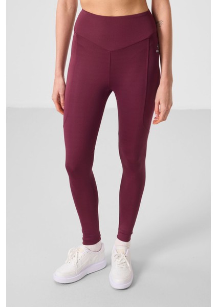 Bordo Polyester Standart Fit Esnek Performans Kadın Tayt - 94666 fiyatları