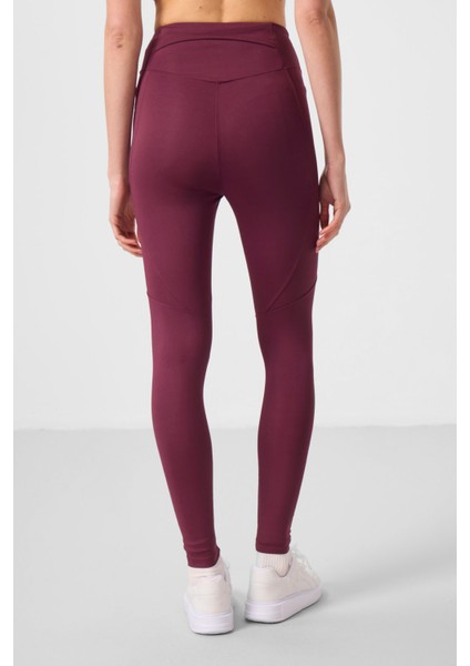 Bordo Polyester Standart Fit Esnek Performans Kadın Tayt - 94666 indirimleri