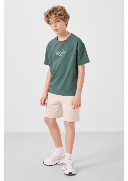 Açık Yeşil Pamuklu Yumuşak Dokulu Oversize Baskılı Erkek Çocuk T-Shirt - 11285 fiyatları