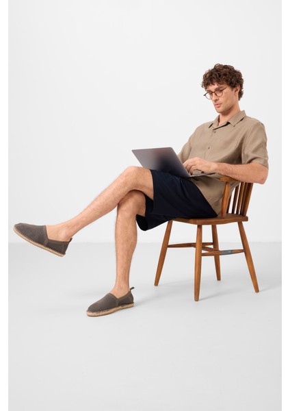 Lacivert Standart Fit Dokuma Hafif Esnek Chino Erkek Şort - 81291