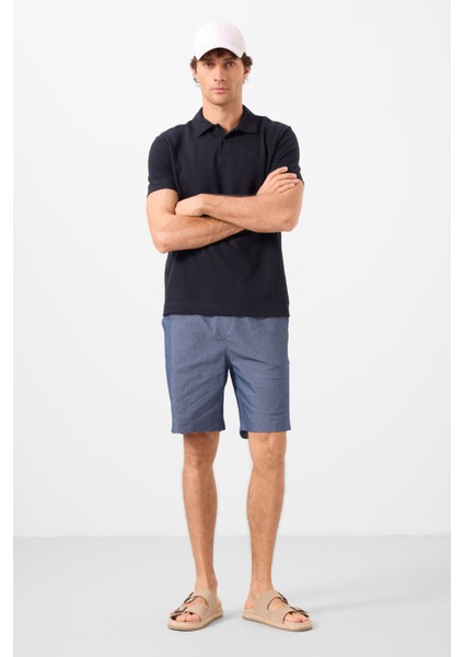 Kot Lacivert Standart Fit Dokuma Hafif Esnek Chino Erkek Şort - 81291