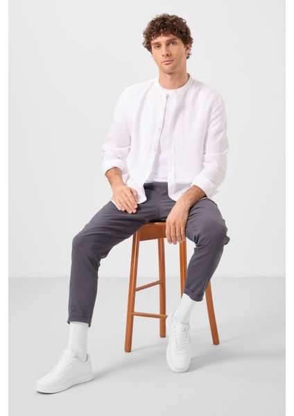 Gri Standart Fit Dokuma Hafif Esnek Chino Erkek Pantolon - 82178