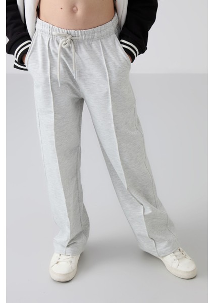 Kar Melanj Cepli Ön Dikiş Detaylı Geniş Paça Kız Çocuk Eşofman Altı -75144 fiyatları