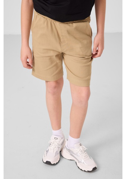 Siyah-Koyu Bej Pamuklu Oversize Fit Dokuma Hafif Esnek Chino Erkek Çocuk Şort Takım - 11279 fiyatları