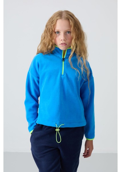 Saks Kalın Yumuşak Dokulu Standart Fit Nakışlı Polar Kız Çocuk Sweatshirt - 75151