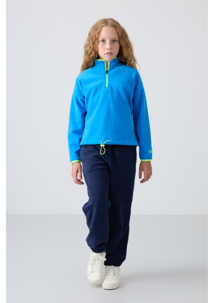 Saks Kalın Yumuşak Dokulu Standart Fit Nakışlı Polar Kız Çocuk Sweatshirt - 75151 fırsatları