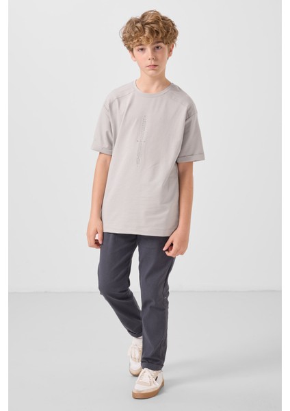 Taş Pamuklu Yumuşak Dokulu Oversize Baskılı Erkek Çocuk T-Shirt - 11301 fiyatları