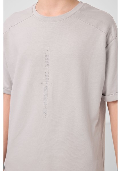 Taş Pamuklu Yumuşak Dokulu Oversize Baskılı Erkek Çocuk T-Shirt - 11301 fırsatları