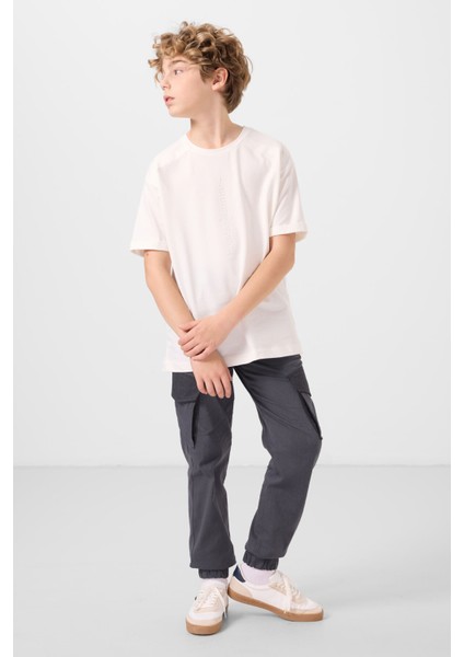 Ekru Pamuklu Yumuşak Dokulu Oversize Baskılı Erkek Çocuk T-Shirt - 11301 fiyatları