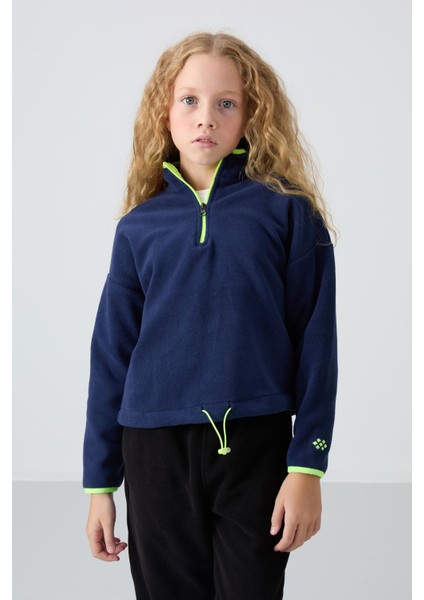 İndigo Kalın Yumuşak Dokulu Standart Fit Nakışlı Polar Kız Çocuk Sweatshirt - 75151 fiyatları