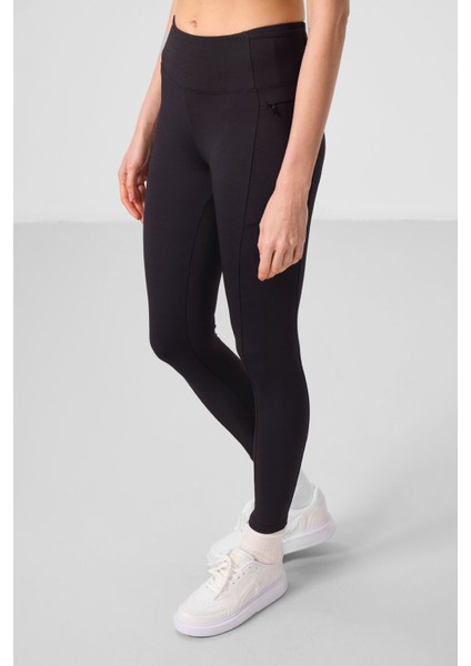 Siyah Polyester Esnek Standart Fit Performans Kadın Tayt - 94667 fırsatları