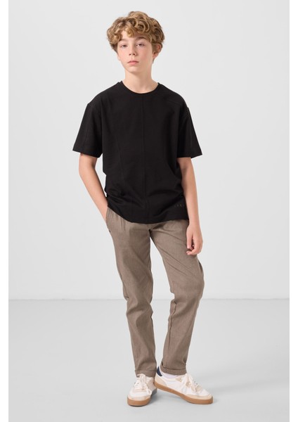 Camel Standart Fit Dokuma Hafif Esnek Chino Erkek Çocuk Pantolon - 11272