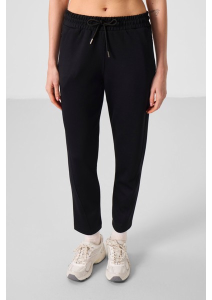 Siyah Yumuşak Dokulu Gizli Fermuarlı Dar Paça Kadın Pantolon - 94668 fırsatları