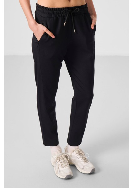 Siyah Yumuşak Dokulu Gizli Fermuarlı Dar Paça Kadın Pantolon - 94668 indirimleri