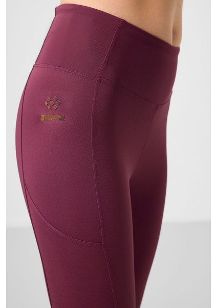 Bordo Esnek Standart Fit Performans Kadın Tayt - 94667 modelleri