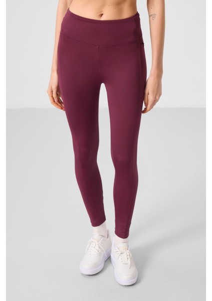 Bordo Esnek Standart Fit Performans Kadın Tayt - 94667 fırsatları