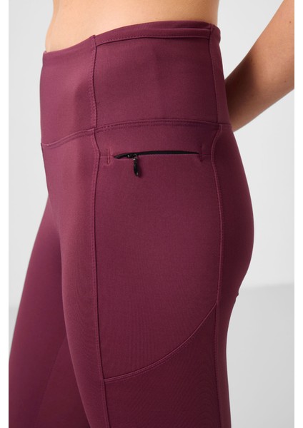 Bordo Esnek Standart Fit Performans Kadın Tayt - 94667 indirimleri