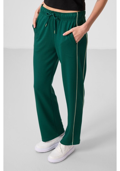 Yeşil Yumuşak Dokulu Yan Panel Detaylı Geniş Paça Kadın Palazzo Pantolon - 94669 fırsatları