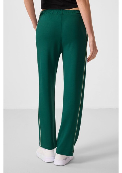 Yeşil Yumuşak Dokulu Yan Panel Detaylı Geniş Paça Kadın Palazzo Pantolon - 94669 indirimleri