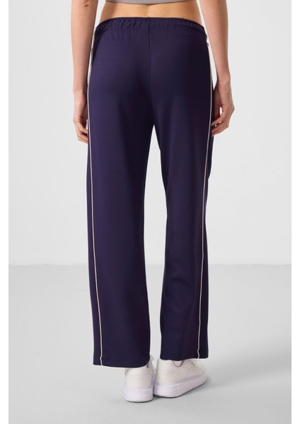 Koyu Mor Yumuşak Dokulu Yan Panel Detaylı Geniş Paça Kadın Palazzo Pantolon - 94669 indirimleri