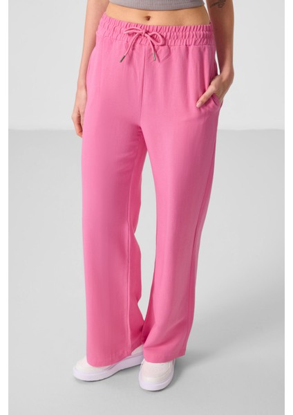 Fuşya Keten Geniş Paça Rahat Form Kadın Palazzo Pantolon - 94675 fiyatları