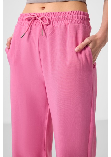 Fuşya Keten Geniş Paça Rahat Form Kadın Palazzo Pantolon - 94675 modelleri