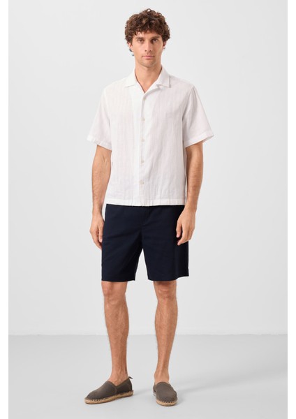 Lacivert Standart Fit Dokuma Hafif Esnek Chino Erkek Şort - 81289 indirimleri