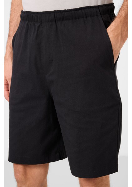 Siyah Standart Fit Dokuma Hafif Esnek Chino Erkek Şort - 81291 fırsatları