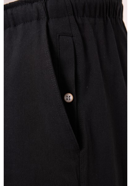 Siyah Standart Fit Dokuma Hafif Esnek Chino Erkek Şort - 81291 indirimleri