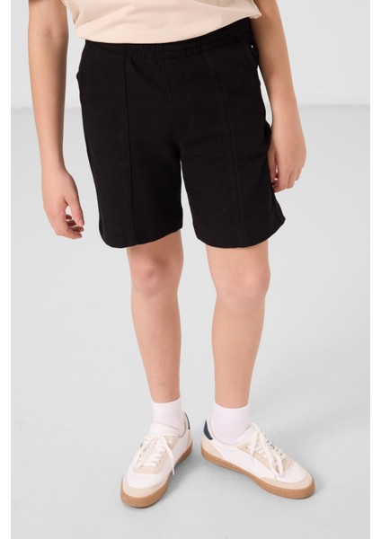 Siyah Pamuklu Yumuşak Dokulu Standart Fit Basic Erkek Çocuk Şort - 11289 fiyatları