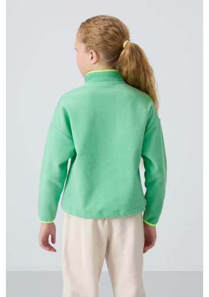 Su Yeşil Kalın Yumuşak Dokulu Standart Fit Nakışlı Polar Kız Çocuk Sweatshirt - 75151 indirimleri