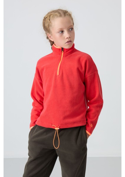 Fiesta Kalın Yumuşak Dokulu Standart Fit Nakışlı Polar Kız Çocuk Sweatshirt - 75151