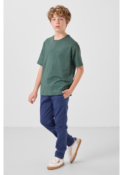 Açık Yeşil Pamuklu Yumuşak Dokulu Oversize Basic Erkek Çocuk T-Shirt - 11297 fiyatları