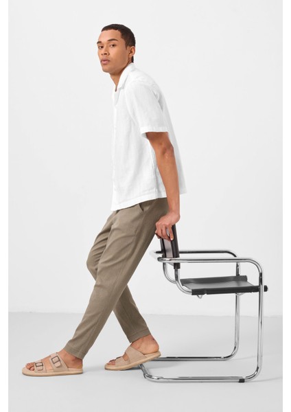 Camel Standart Fit Dokuma Hafif Esnek Chino Erkek Pantolon - 82180